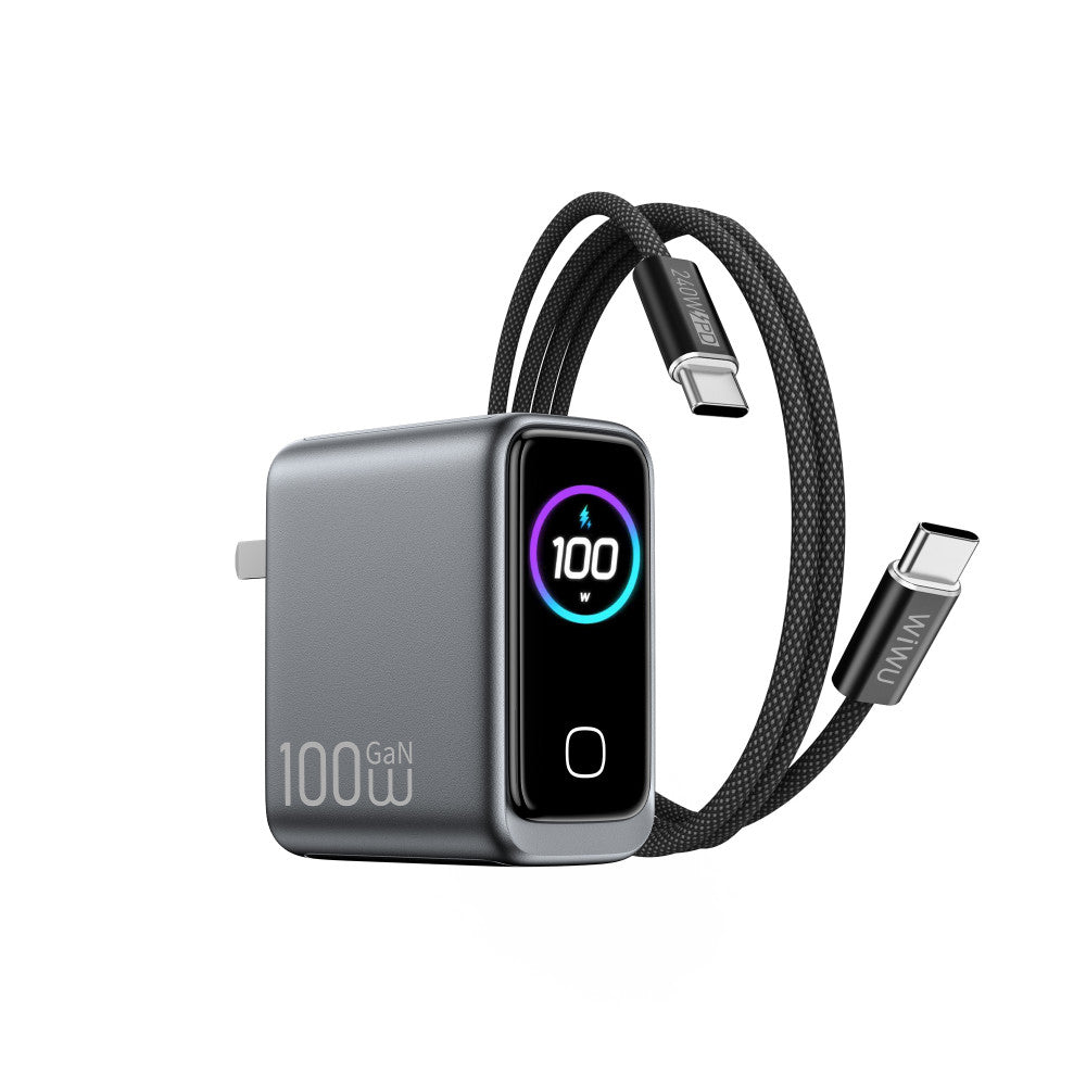 Home Charger | 100W | GaN | 1U | 2C | C to C Cable (1m)— Wiwu CHG300