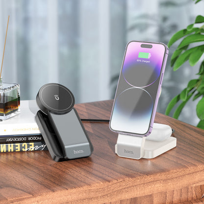 Magnetic Wireless Charger 3 in 1 — Hoco CQ3  — milky white