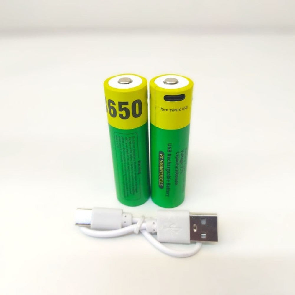 Аккумуляторные батарейки с Type-C разьемом Lithium-ion 2600mAh   18650 (2шт)