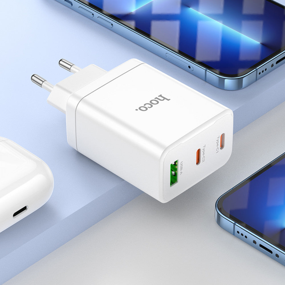 Home Charger | 35W | PD | QC3.0 | C to Lightning Cable (1m) — Hoco N33 — White