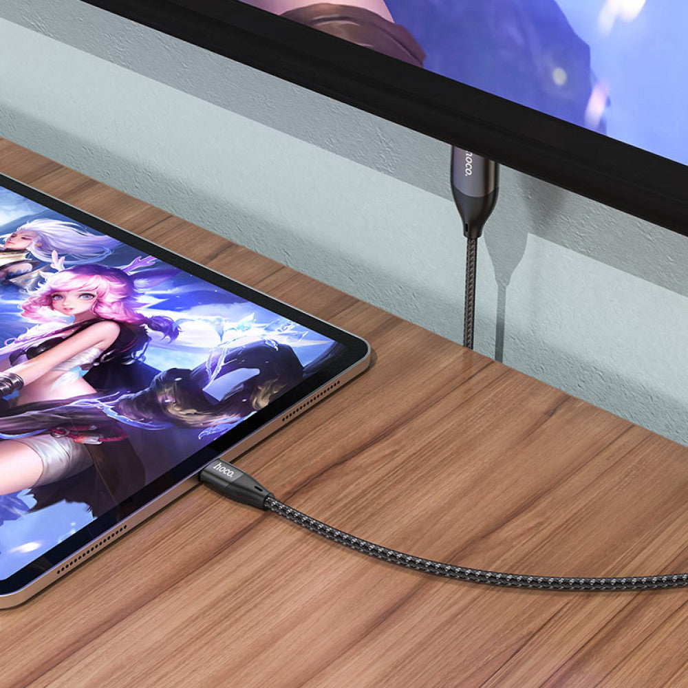 USB C to HDMI Cable (2m) — Hoco UA16 HD on screen — Metal gray