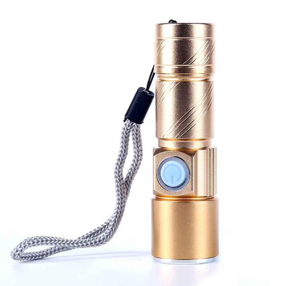 Ручной аккумуляторный карманный фонарик с USB и ZOOM SY - 501  — Black