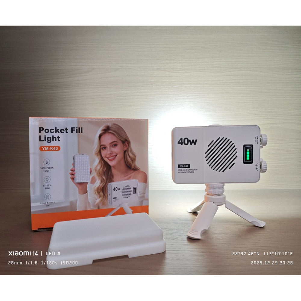 LED-видеосвет YM-K40, LED карманный заполнительный свет с аккумулятором