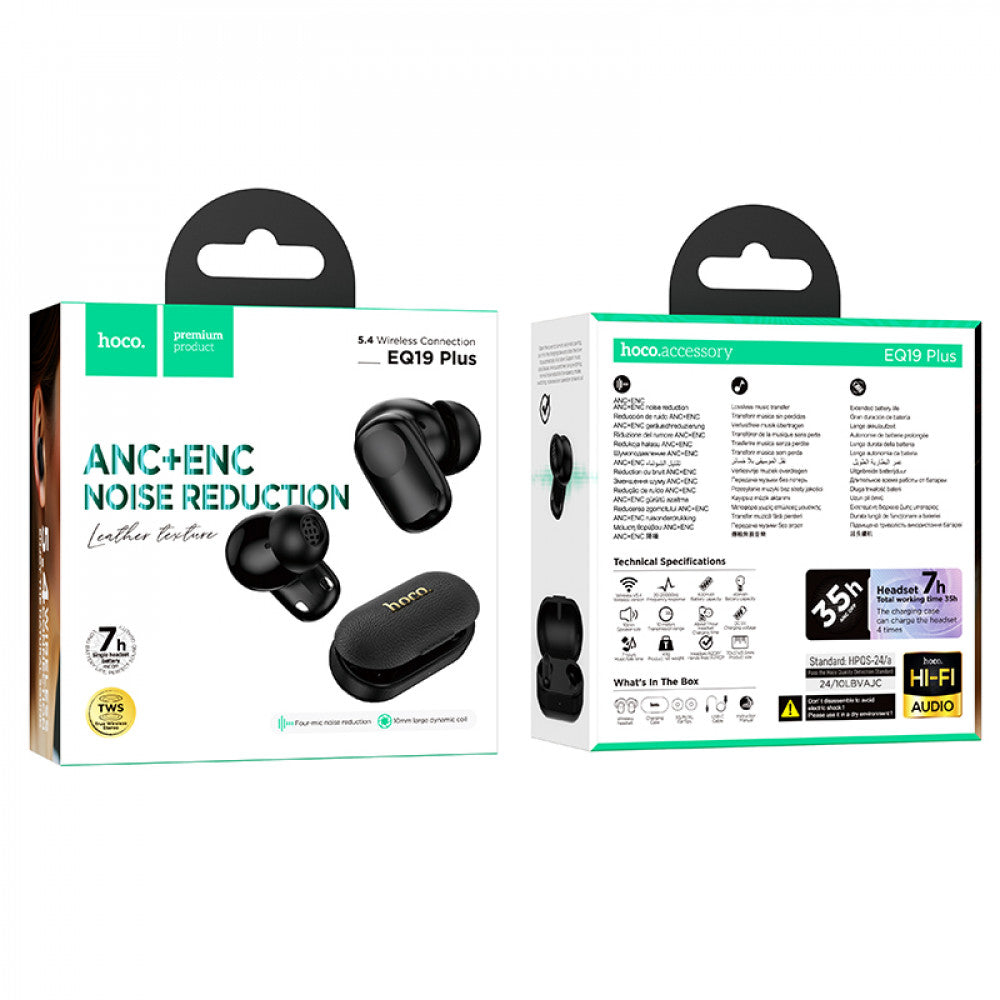 Bluetooth гарнітура TWS Hoco EQ19 Plus — Black