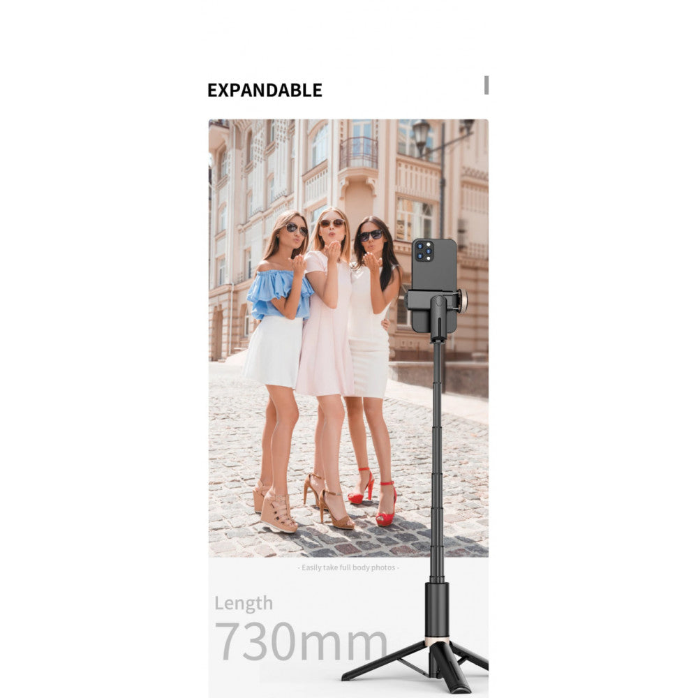 Monopod Tripod Q12 | 0.723 mm Hidden Design Reinforced Bluetooth Tripod Selfie Stick(Aluminium Alloy)