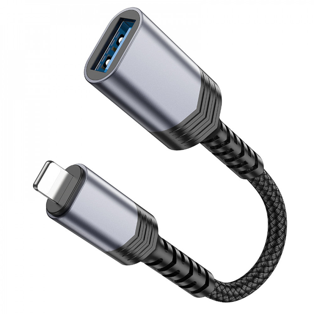 Adapter Lightning To USB 2.0 Hoco UA24 — Metal Gray