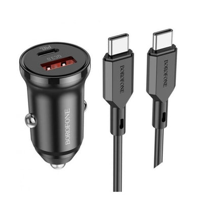 Car Charger 20W PD QC3.0  USB C Cable (1m) Borofone BZ18A — Black