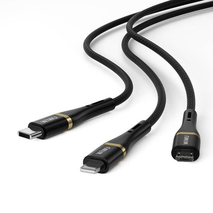 Wiwu Wi-C024 Elite Series 3in1 Type-C to Lightning – Type-C – Micro USB Ultra Fast Charging Cable 100W 1.2M