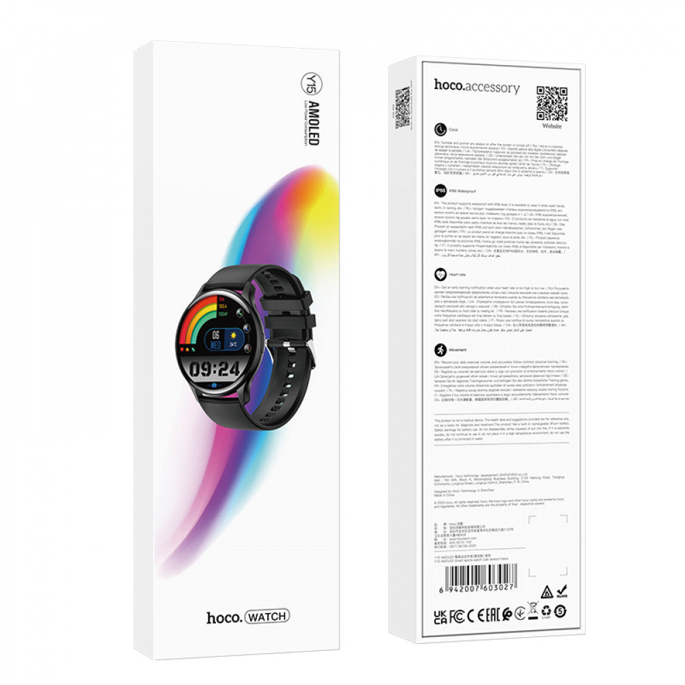 Smart Sports Watch (Call Version) Hoco Y15 AMOLED — Black