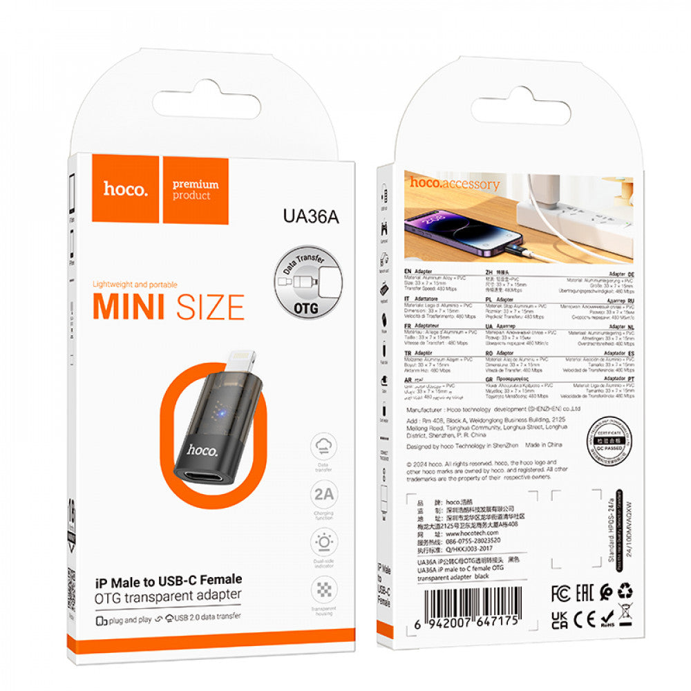 Adapter Lightning To USB C Hoco UA36A — Black