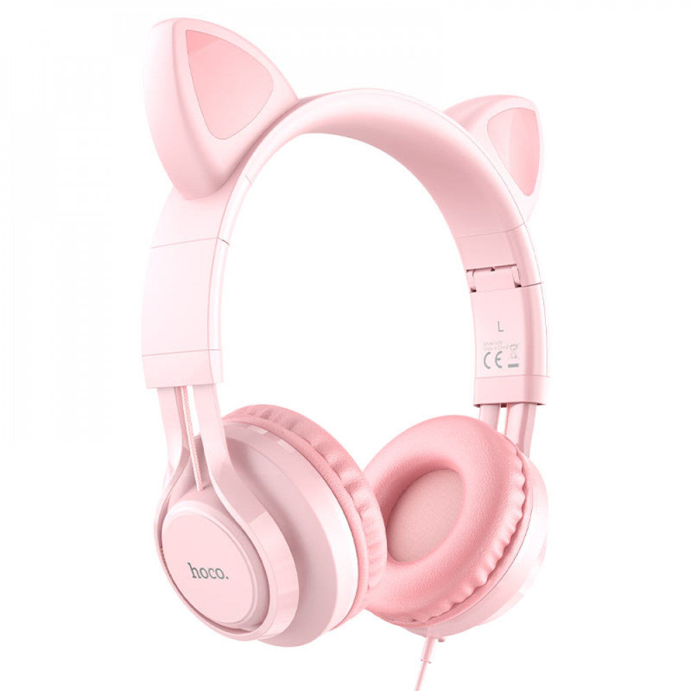 Повнорозмірні навушники 3.5mm Hoco W36 Cat ear — Pink