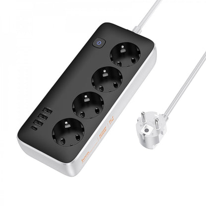 Фільтр живлення 2500W 3U | 4P | 1C 17W | 2m — Hoco AC21 — Black