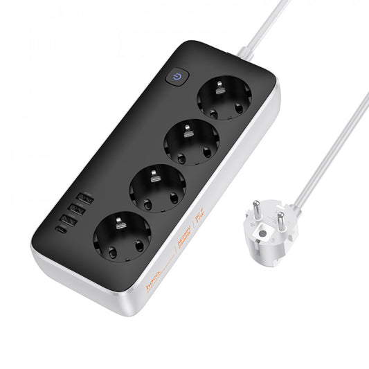 Фільтр живлення 2500W 3U | 4P | 1C 17W | 2m — Hoco AC21 — Black
