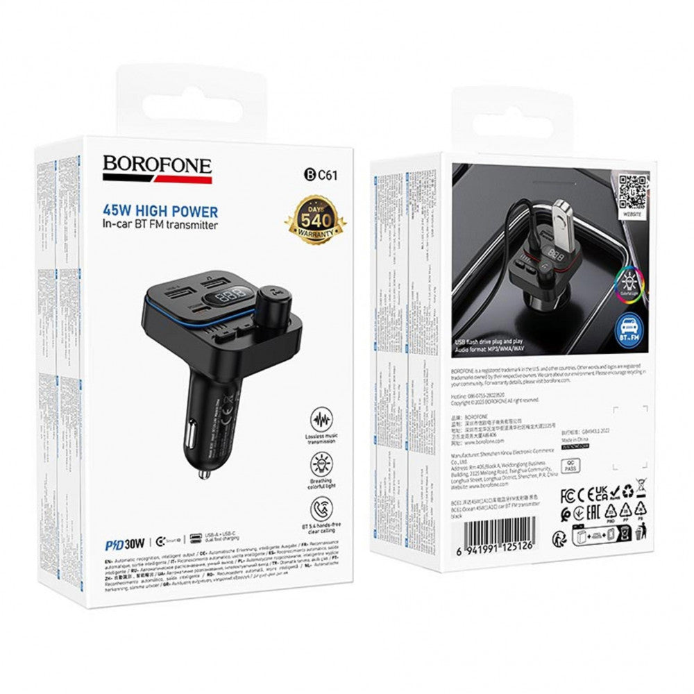 Fm Transmitter MP3 | Car Charger | 3.0A | PD20W | 2U — Borofone BC61