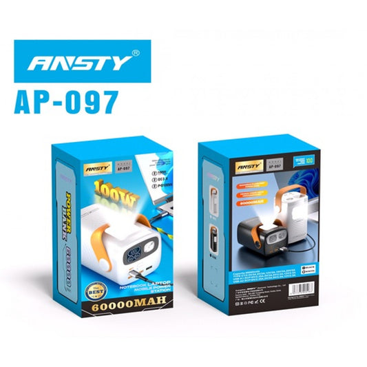 Power Bank 60000 mAh | 100W+22.5W PD — Ansty AP-097  — Black