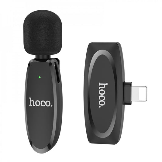 Wireless Digital Microphone — Hoco L15 iP Crystal lavalier — Black