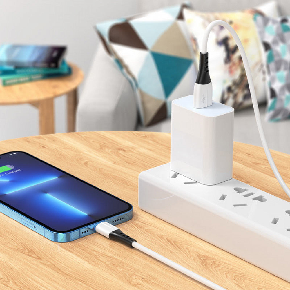 Кабель Lightning 2.4A (1m) Hoco X82 silicone — Black