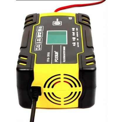 Зарядний пристрій для автомобільного акумулятора Foxsur FBC122408D 12 В 8 А-24 В 4 A Yellow , імпульсний автоматичний