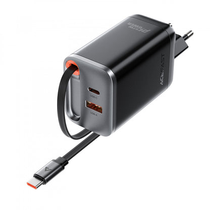 Зарядное устройство для Acefast A111, 67 Вт, 2PD, QC3.0, кабель USB-C – USB-C (0.65 м)