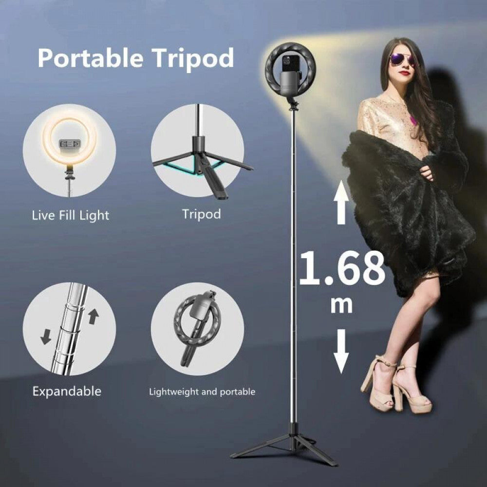 Лампа кольцевая комплект LED 20 cm 8" Q05S 80 pcs 3000K-6500K batter with tripod stand