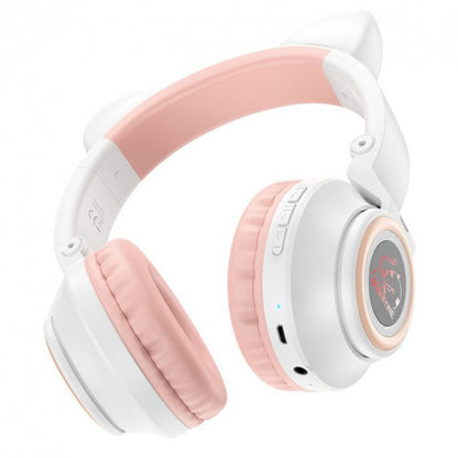 Навушники Bluetooth — Borofone BO18 Cat ear — Pink