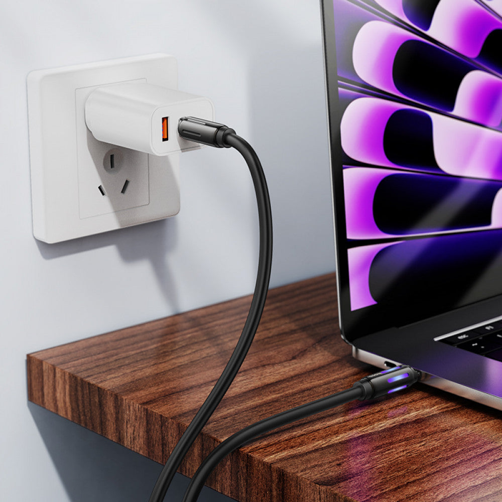 Кабель Silicone Cable USB C to C 60W (1m) — Hoco U136 — White