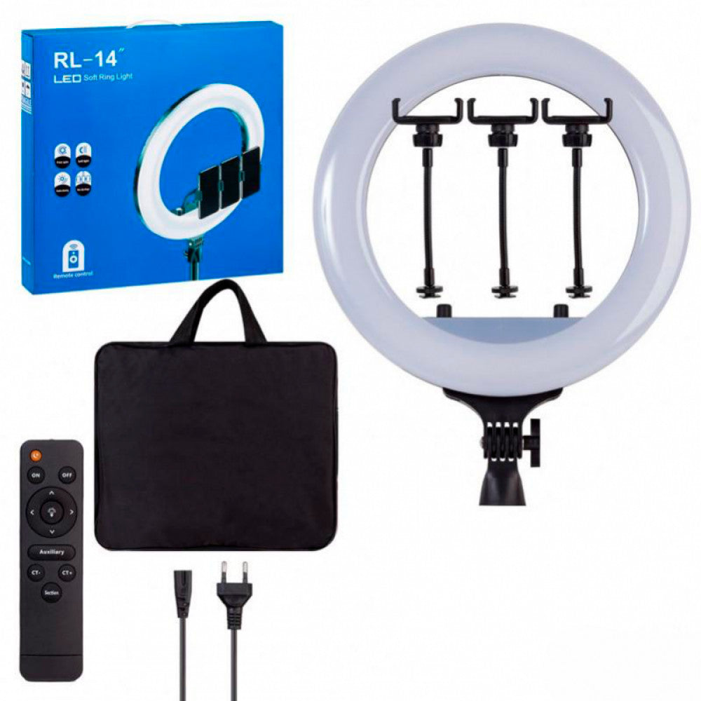 Лампа Кольцевая LED RL-14 Original 36cm  36w  192 Lights | Remote I 3m cable with plug  I 3 holder I handle bag