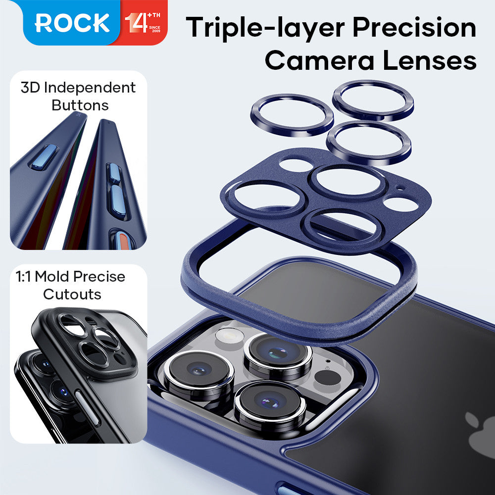 Rock Guard Touch Protection Case Anti-drop Lens Protection — iPhone 15  — Titanium Black