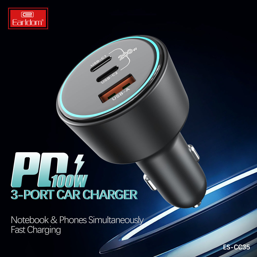 Car Charger 2.4A 1U 2C Earldom ES-CC35