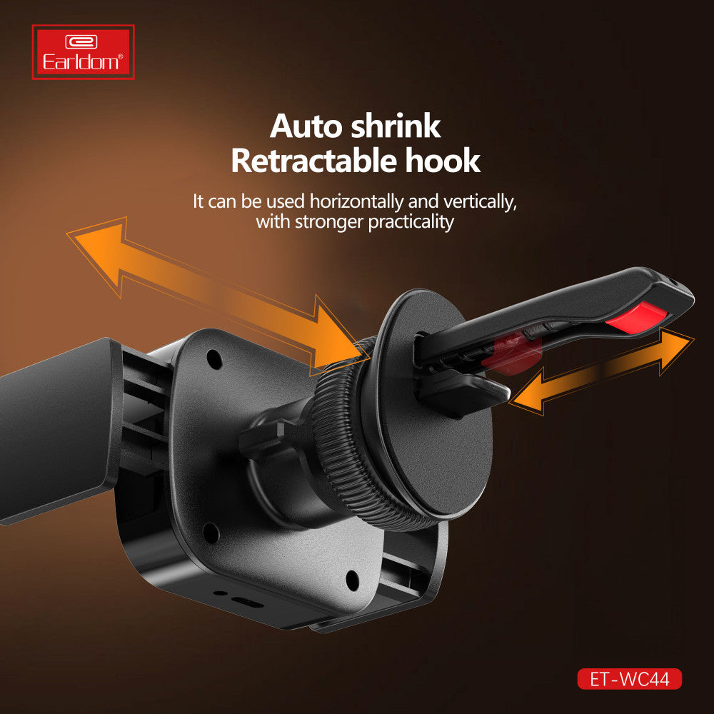Автотримач розсувний на повітропровід з бездротовою зарядкою 15W — Earldom ET-WC44