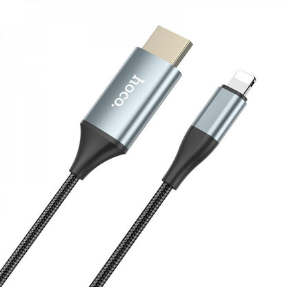 Lightning To HDMI Cable (2m) — Hoco UA15 HD on screen — Metal gray