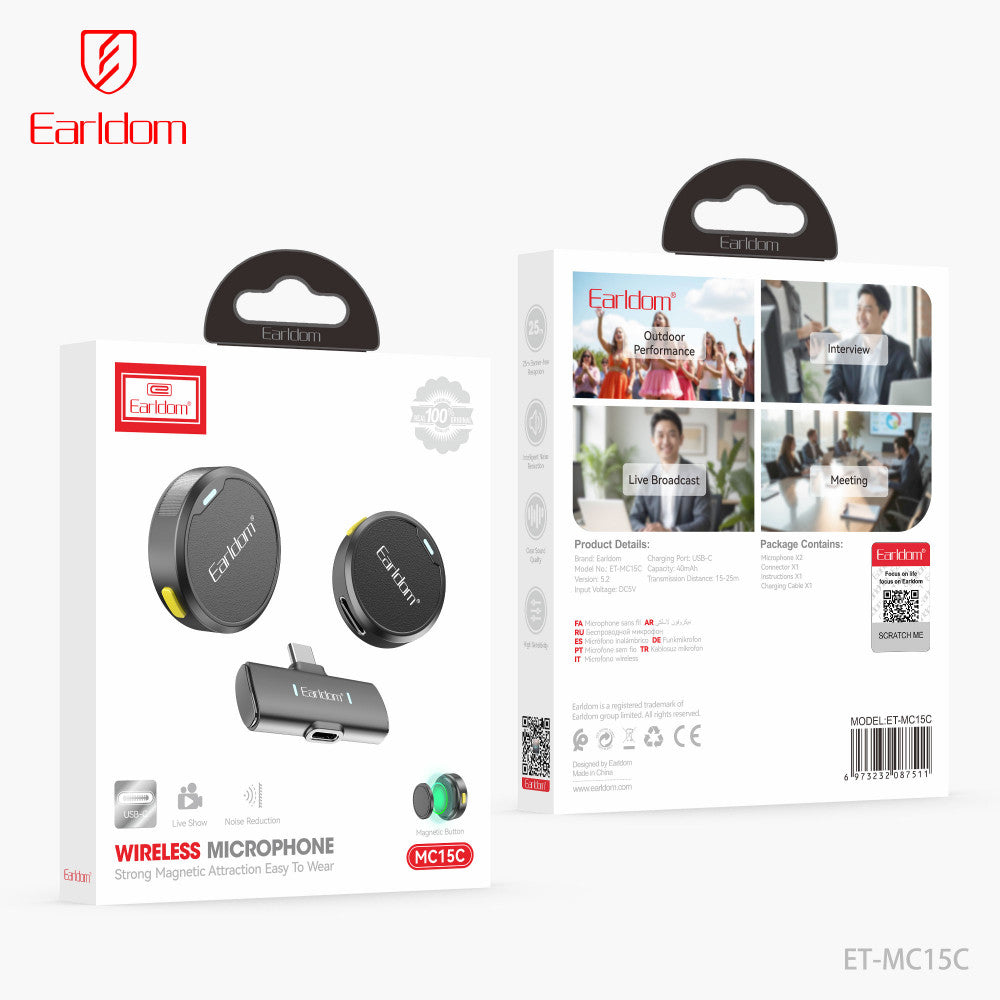 Беспроводной микрофон для телефона USB C — Earldom ET-MC15C