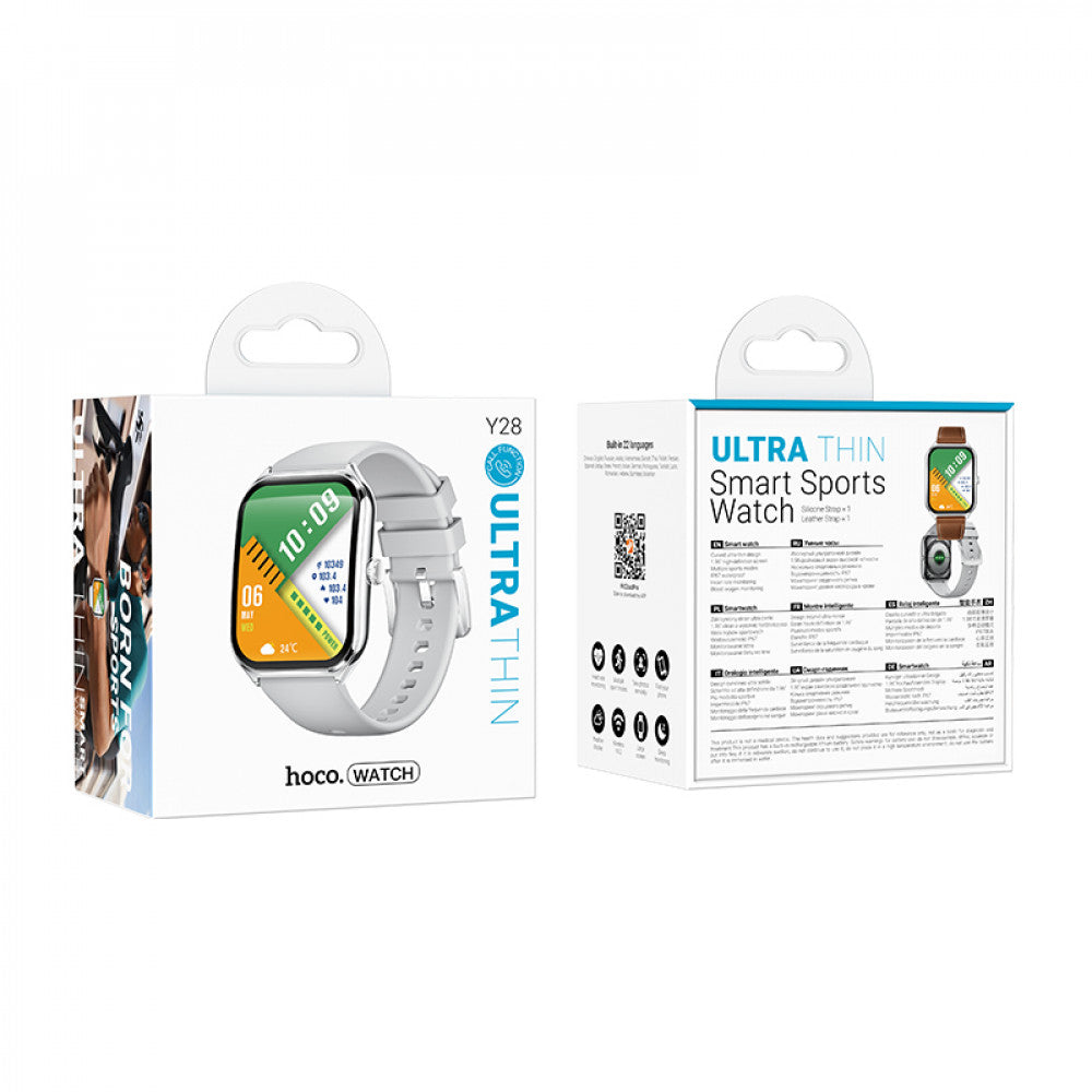 Smart Sports Watch (Call Version) Hoco Y28 — Silver