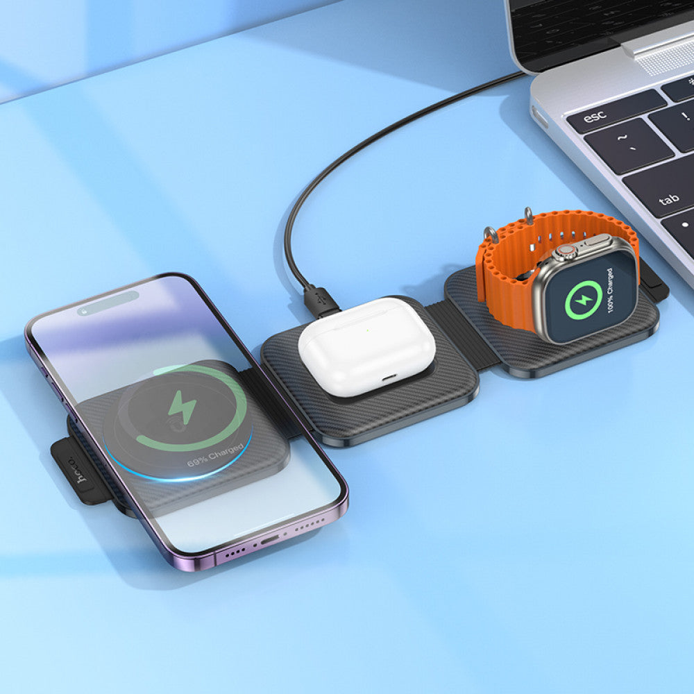 Magnetic Wireless Charger 3 in 1 Hoco CQ4 — Black