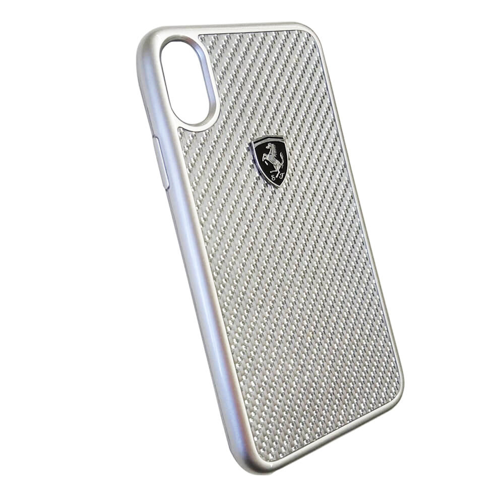 Ferrari Heritage Real Carbon Hard Case iPhone X ; Xs Silver