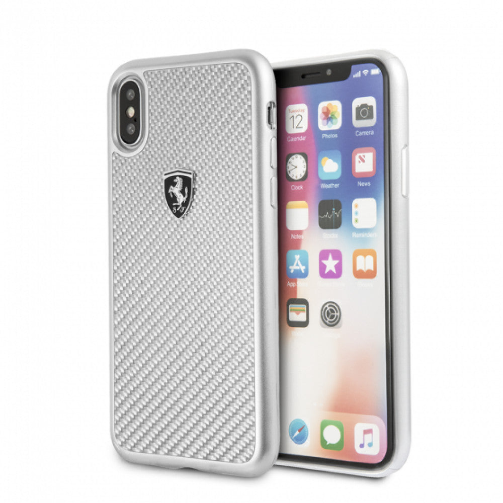 Ferrari Heritage Real Carbon Hard Case iPhone X ; Xs Silver