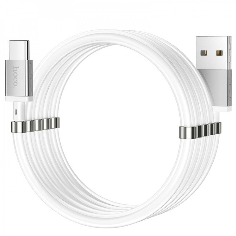 Кабель USB C 2.4A (1m) Hoco U91 Magnetic — White