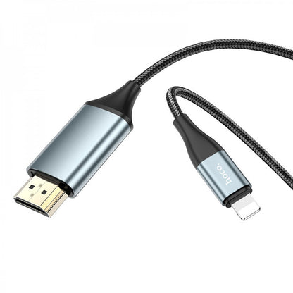 Lightning To HDMI Cable (2m) — Hoco UA15 HD on screen — Metal gray