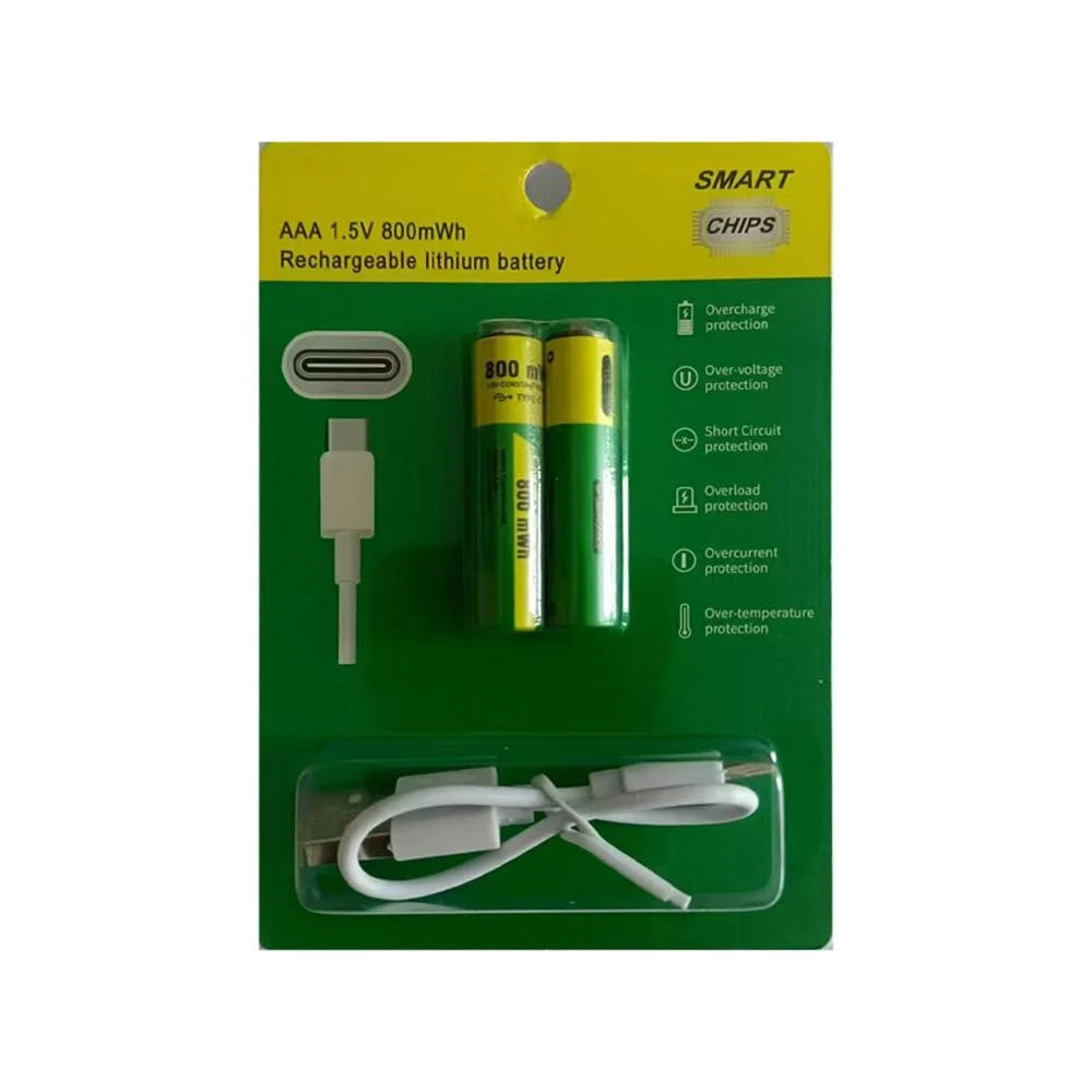 Аккумуляторные батарейки с Type-C разьемом Lithium-ion 800mAh   AAA-7 (2шт)