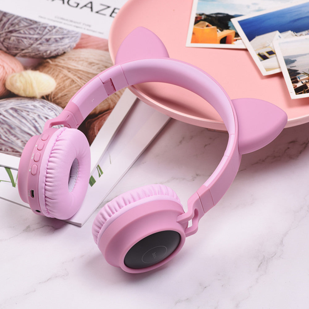 Навушники Bluetooth — Hoco W27 Cat ear — Pink