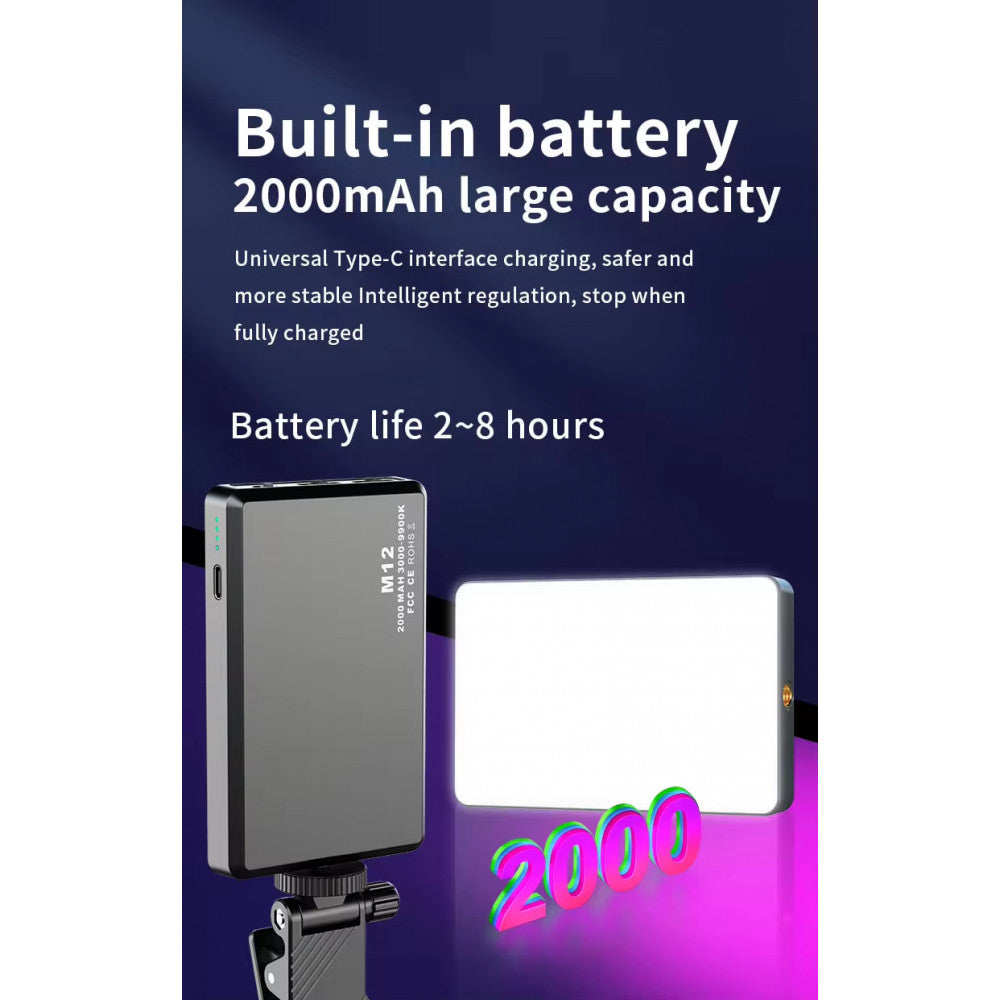 Селфи вспышка M12 7,4W color 2500-9000K CRI95+ Battery 3000mAh