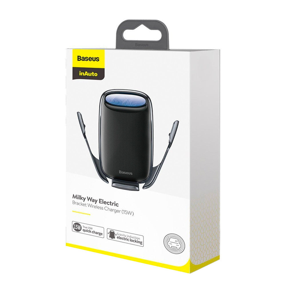 Автотримач розсувний на повітропровід з бездротовою зарядкою 15W — Baseus (WXHW02-01) Black — WXHW02-01 Black