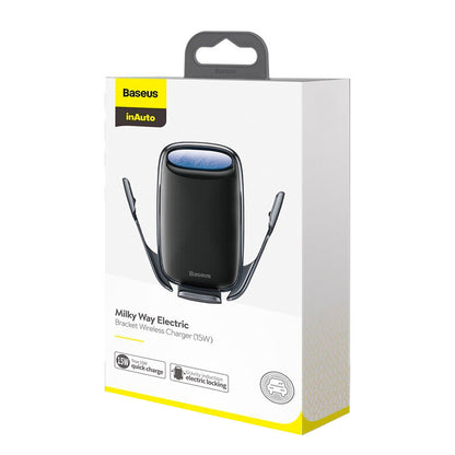 Автотримач розсувний на повітропровід з бездротовою зарядкою 15W — Baseus (WXHW02-01) Black — WXHW02-01 Black