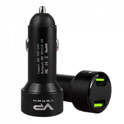 Car Charger 2.4A 2U Veron C-604A with LCD Long