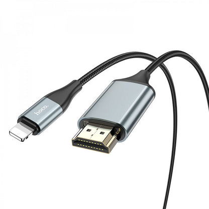 Lightning To HDMI Cable (2m) — Hoco UA15 HD on screen — Metal gray