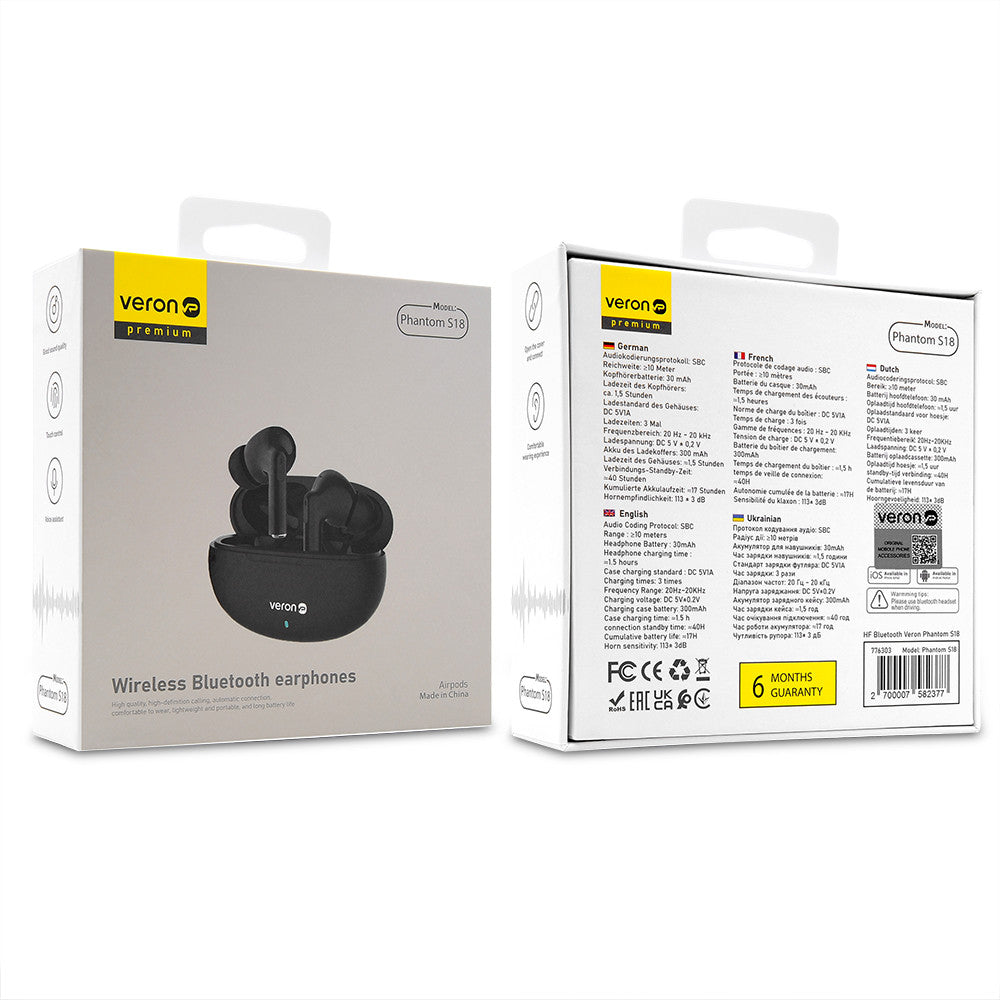 TWS Bluetooth Headset Veron S18 Phantom - Black