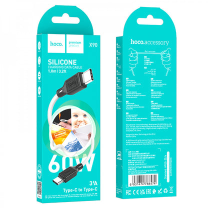 Кабель USB C to C 60W (1m) Hoco X90 Cool Silicone — White