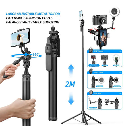 Monopod Tripod C05 | 2m Balanced and stable shooting multifunctional expansion of the metal tripod selfie stick