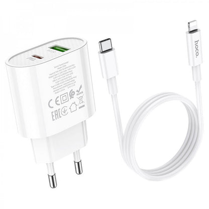 Home Charger 20W PD QC3.0 C to Lightning Cable (1m) Hoco C95A — White