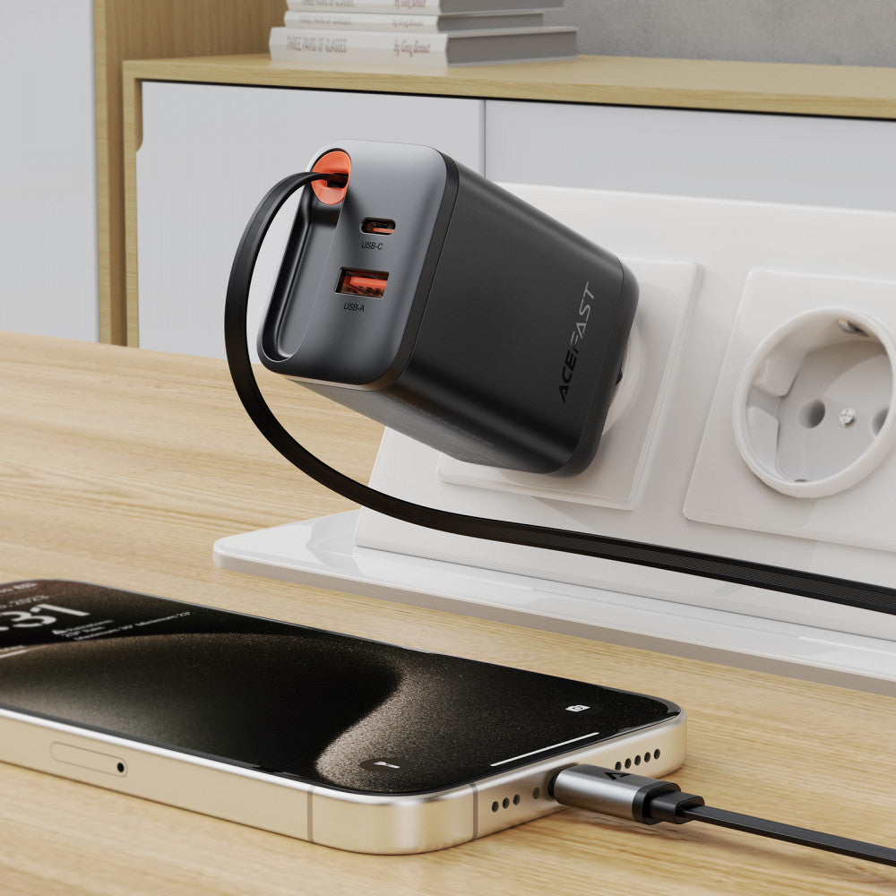 Зарядное устройство для Acefast A111, 67 Вт, 2PD, QC3.0, кабель USB-C – USB-C (0.65 м)